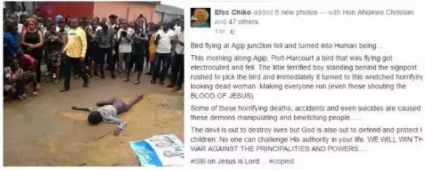 Strange Bird Fell And Turned Into A Human Being In Port Harcout (Photos)